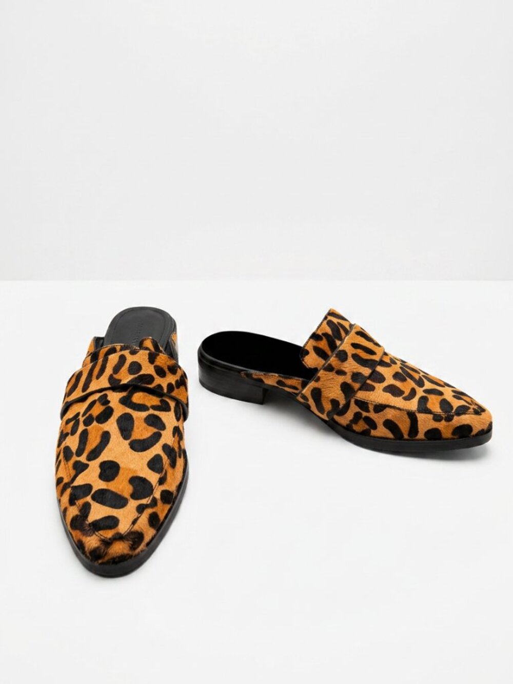 Banana Republic Vintage Leopard Calf Hair Pony Hair Mule Loafers Size 8.5